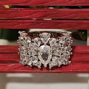 Pear shape cubic zirconia Ring - (Bold and timeless)